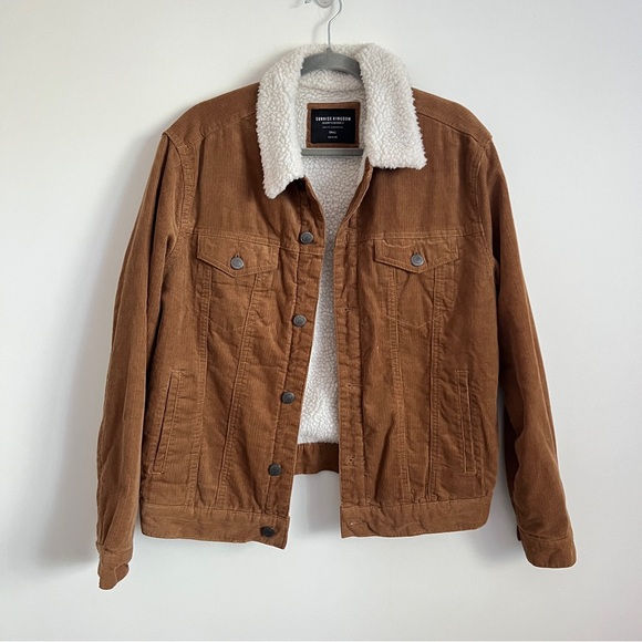 Sunrise Kingdom Other - Sunrise Kingdom Corduroy Brown Sherpa Lined Trucker Jacket Size Small